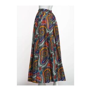Vintage YVES SAINT LAURENT High Waist Cotton Paisley Peasant Maxi Skirt